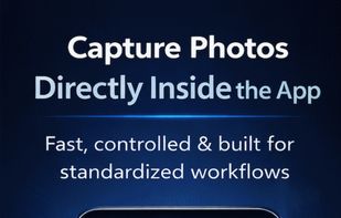 Capture photos directly inside the app with a fast, controlled camera built for standardized workflows.