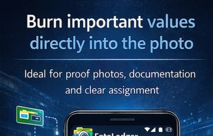 Burn important values directly into the photo for proof, documentation and clear assignment.
