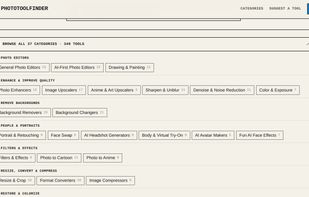 Category list in PhotoToolFinder