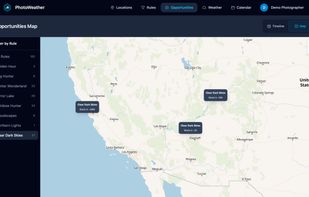 Map view of upcoming opportunities filtered by rule