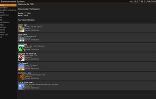 Main PES screen showing recently earned achievements.