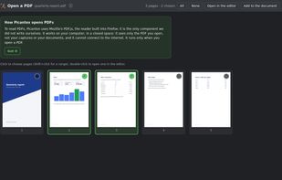 Opening a PDF: choosing the pages to annotate or add to the document