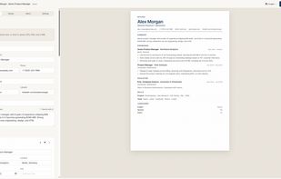 Split-view editor with live PDF preview updating in real time.