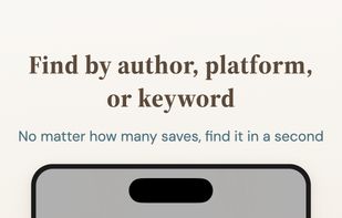 Full-text search across everything you've saved. Filter by platform, category, or keyword to find exactly what you're looking for in seconds.