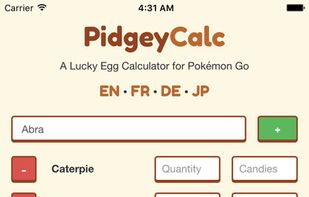 PidgeyCalc screenshot 1