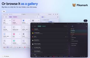 Open any folder as big tiles or a tidy list, in light or dark. A folder tree, color labels and #tags help you find things fast.