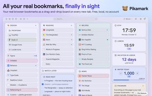 Your real browser bookmarks as a drag-and-drop board on every new tab: folders become columns, next to notes, checklists and widgets. Free, local, no account.
