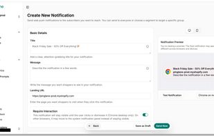 Notification Create form