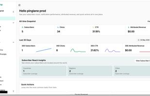 PingLane customer dashboard