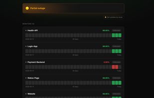 Public status page: share real-time uptime with your users via a simple link - no login required.