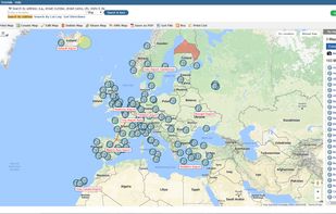 Icons for each map point with tags and drawing tools