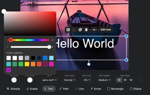 Pintura text annotation and color picker