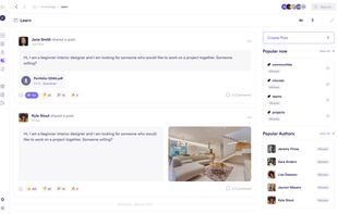 Post room for announcements and updates, with threaded discussion, reactions, and a clean feed that keeps decisions and context easy to find later.