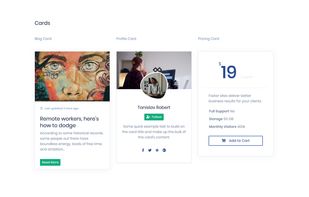 Blog, Profile and Pricing Cards