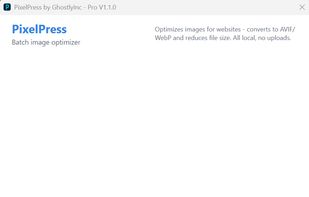 Live batch conversion progress while Pixel Press processes and optimizes multiple images.