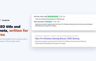 SEO title and meta description written from the product and its photo.