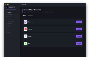 Effortless Account Setup
Log in to each platform once — PixelyChat picks up your username and channel details automatically. No copying stream keys or channel IDs, and your password never passes through PixelyChat at all.