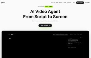 Home page — Pixo's AI video agent takes a chat prompt from script idea to finished multi-shot video, shown here drafting a 4-act episode structure.