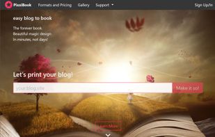 PixxiBook home page - enter your blog URL here.