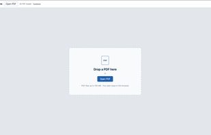Plan Measure empty state with drag-and-drop PDF loading and local browser processing.