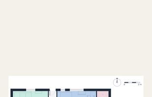 Plancio turns your brief into a complete floor plan, with rooms color-coded by zone.