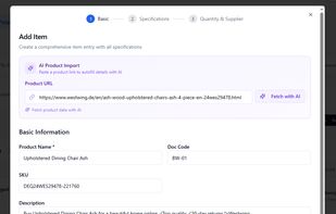 AI Product Import - add items instantly simply by copy pasting the product link. A list of 100 items takes 20 minutes instead of 4 hours.