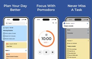Manage your tasks efficiently with built-in Pomodoro timer and reminders.