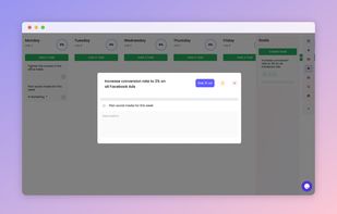 This is the goal module where you can set goals, assign tasks and track your goals.