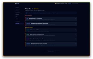 Prioritized action plan with copy-paste ready title and description rewrites