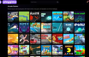 Arcade games category page showing a collection of free arcade browser games organized in a simple grid for easy browsing.