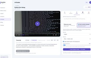 Dubbing a video into another language. Playix transcribes the narration,
translates it, and re-voices it on the original timing.