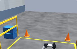 3D SCARA robot scenario for pick-and-place programming.