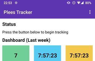 Plees Tracker main page showing sleep averages and past sleeps.