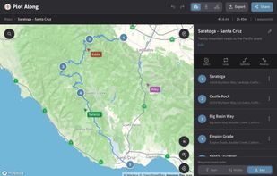 Collaborative route editing on desktop showing live cursors from people using the app on phone and tablet