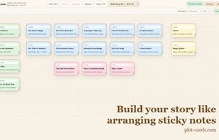 The full story arc on a single freeform canvas — cards color-coded by type (characters, scenes, notes, clues).