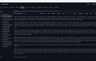 Draft editor with chapter binder, AI tools, and snapshot history.