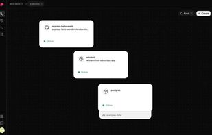 Ployz dashboard showing services staged on the deploy canvas
