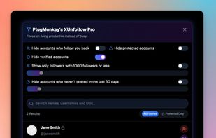PlugMonkey's XUnfollow Pro - Partial Screenshot
