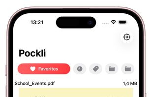 Your favorites, recent scans, tags, and two folder shortcuts — everything you need, one tap away.