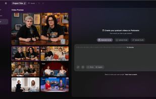 The Two-Shot format offers a library of AI-generated human host pairs across different settings and styles, from casual living rooms to professional news desks.