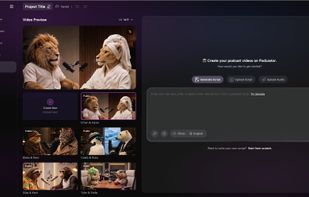 The Pet format lets you choose from AI-generated talking animal host pairs, including lions, cats, polar bears, and more, for family-friendly or novelty podcast content.