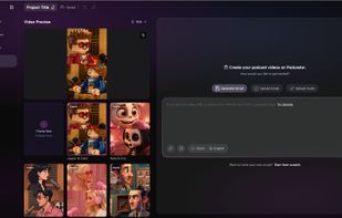 The Cartoon format provides a selection of animated character pairs — from LEGO-style figures to 2D illustrated hosts — for creators producing kids' content or entertainment-focused shows.