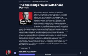 Deep-dive into individual podcast profiles with extensive show descriptions, host information, and an embedded player to listen directly on the site.