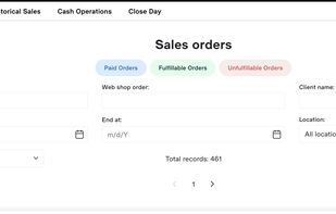 Sales reporting screen