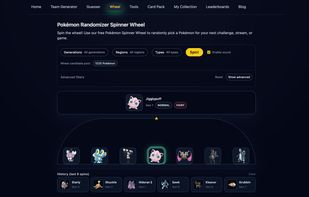 A fully customizable, physics-based spinning wheel to pick random Pokémon for your next Nuzlocke challenge or playthrough.