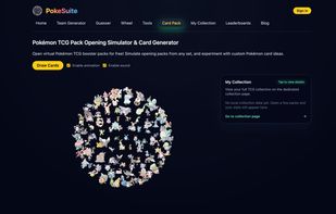 A physics-based Pokémon TCG pack simulator. Click to open boosters with satisfying animations and track your collection stats in real-time.