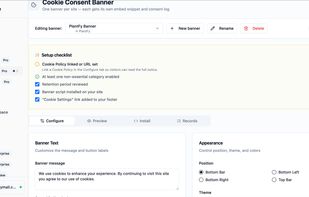 Cookie banner configrations