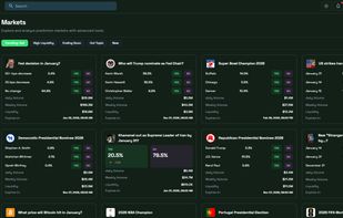 Event List (The Macro View)
· Headline: Major Events & Narrative Trends

· Description: Browse upcoming global events in politics, finance, and sports. We aggregate event-level data so you can spot the trends before they move the markets.

· Keywords: Event discovery, macro trends, prediction categories.
