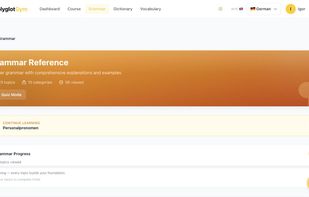 Grammar reference with 123 German topics