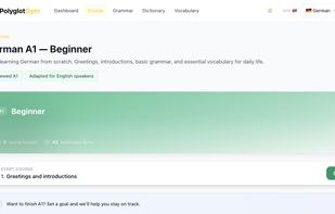 German A1 course path with lessons and progress